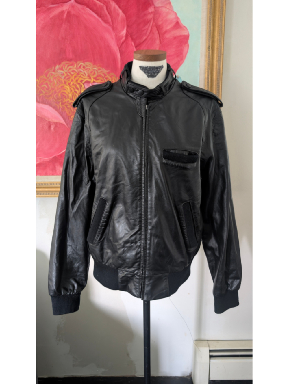 Vintage 90s men's Andhurst Black Leather Bomber Jacket